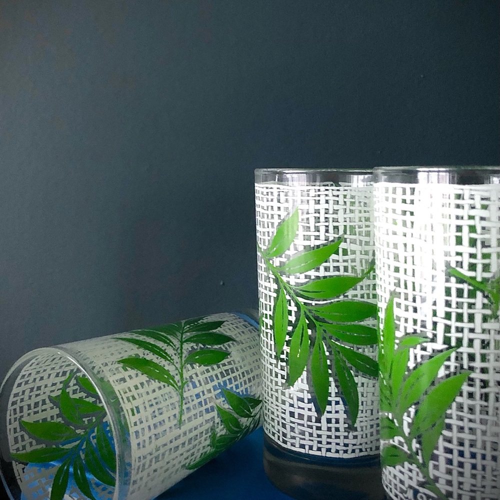 Vintage Set of 3 Bamboo Cocktail Glasses